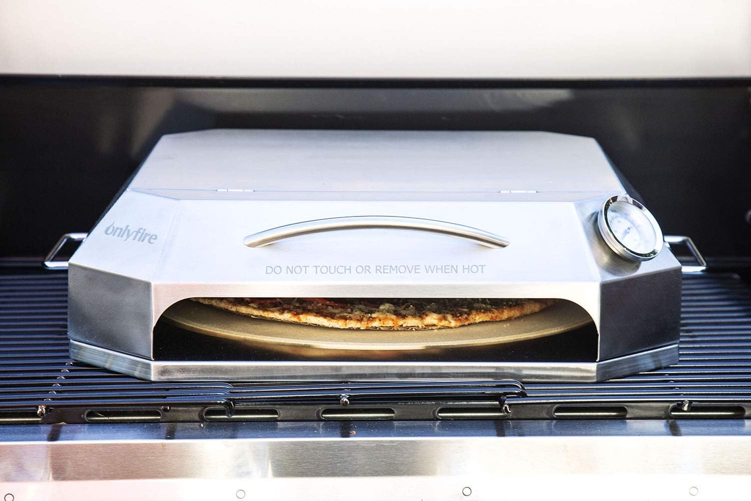 only fire Universal Stainless Steel Pizza Oven Kit Fits for Most Gas Grilll - Set of 4 Professional Pizza Baking Tools Including Pizza Chamber