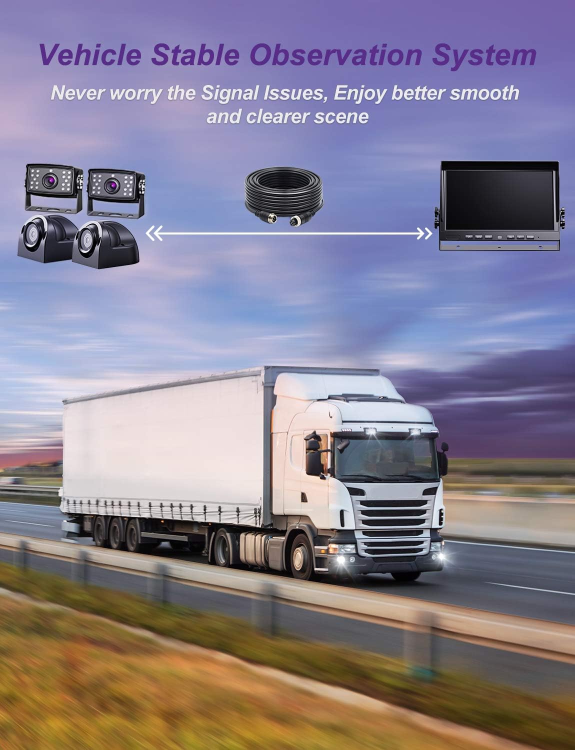 eRapta Backup Camera System with 10" Larger Monitor for Trucks Side/Front/Rear View Back Up Camera Vehicle Security System IP69 Waterproof 4 Cameras