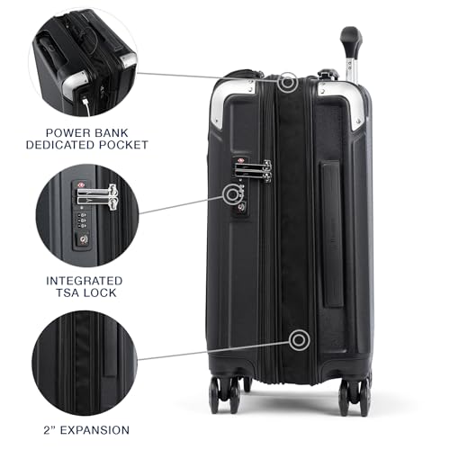 Travelpro Platinum Elite Hardside Expandable Carry on Luggage, 8 Wheel Spinner, TSA Lock, Hard Shell Polycarbonate Suitcase, Metallic Sand