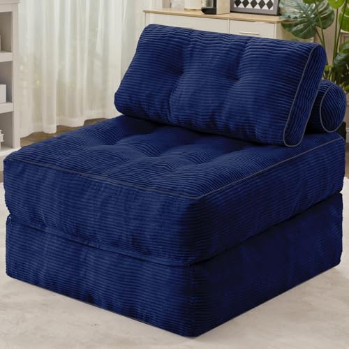 HABUTWAY Folding Sofa Bed, Convertible Sleeper Chair Bed w/Dual-Pillow & Handle, Foldable Floor Sofa Lounge w/Back Support for Living Room, Bedroom
