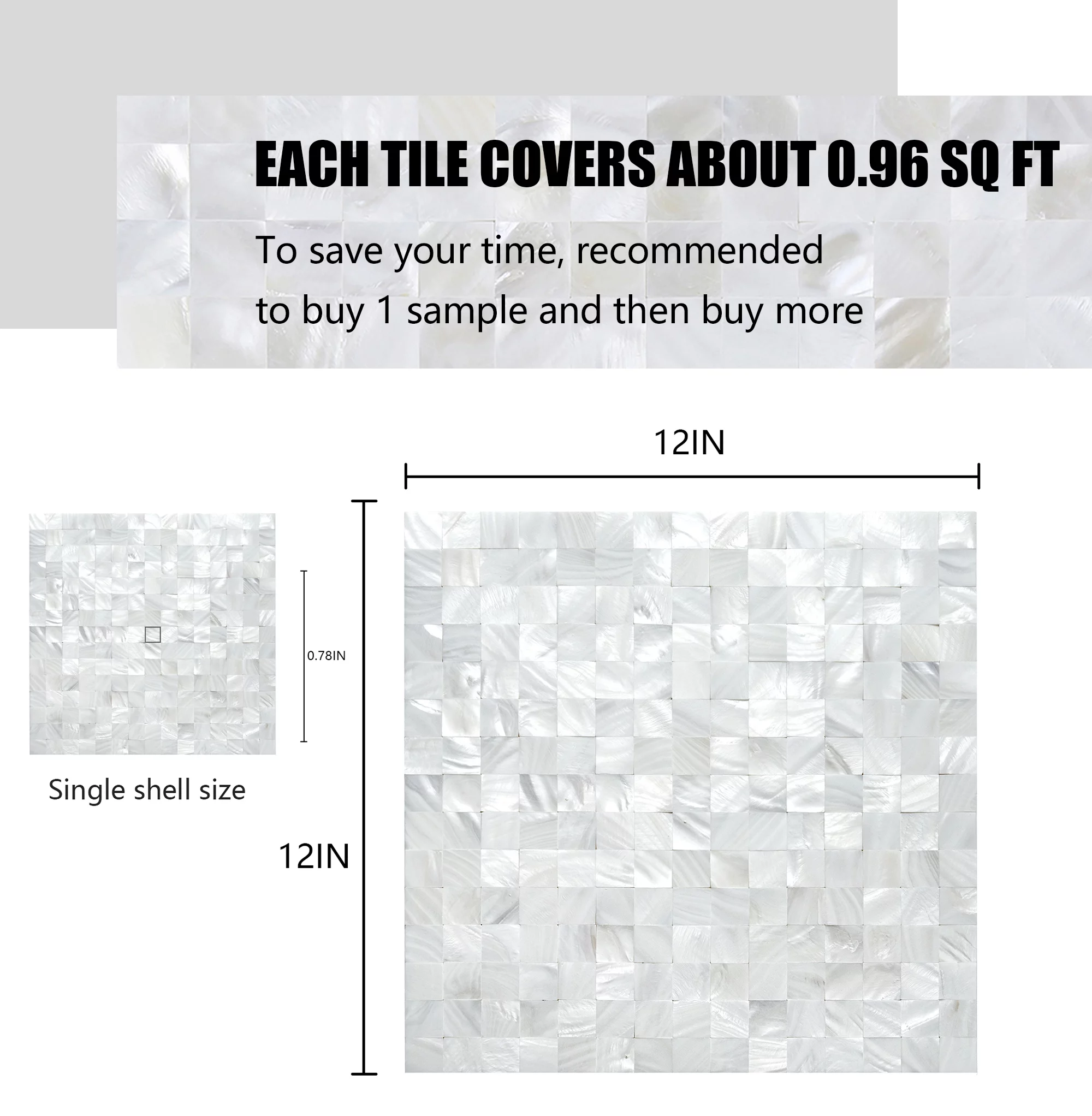 KASARO Wall Tile Peel and Stick Mosaic Shell Backsplash Decor for Bedroom and Bathroom Mother of Pearl (10, Ivory White)