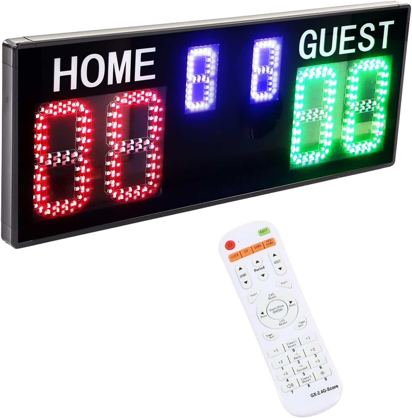Tournament Remote Control Scoreboard - 5 Digit Scoreboard, Portable Electronic Scoreboard for Volleyball, Basketball