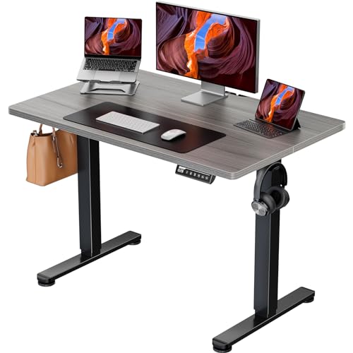 ErGear Height Adjustable Electric Standing Desk, 48 x 24 Inches Sit Stand up Desk, Memory Computer Home Office Desk with Two-Piece Desktop (Walnut)