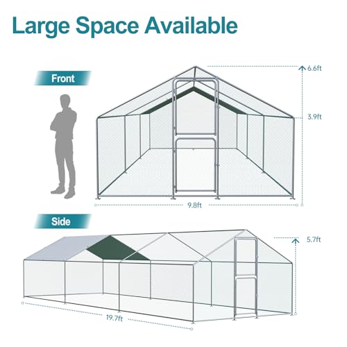 Large Chicken Coop, Chicken Coops for 30 Chickens, Chicken Runs for Yard with Water Poof & UV Resistance Cover
