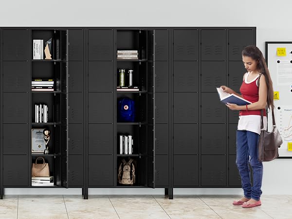 72" Metal Locker for Employees 3 Doors Blue Steel Storage Locker for Office, School, Gym - Metal Storage Cabinets for Home, Office, Gym, School