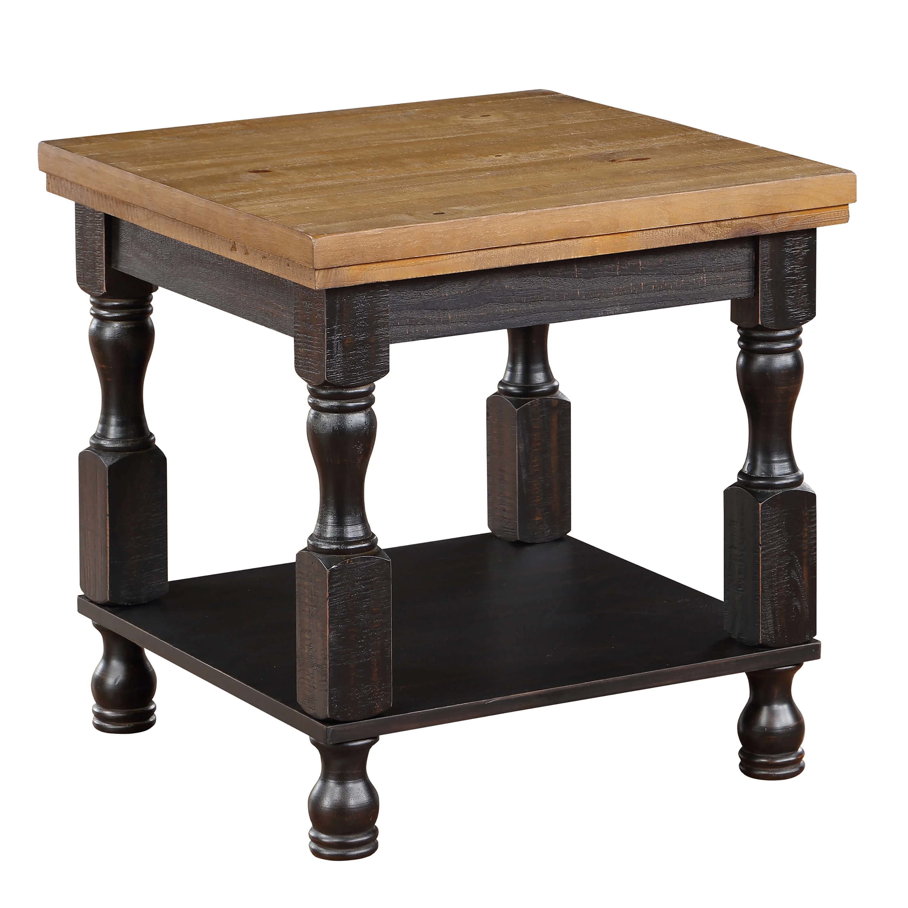 Blaise Indoor 1-Shelf Wood Antique Black, Oak End Table for Living Room by Furniture of America