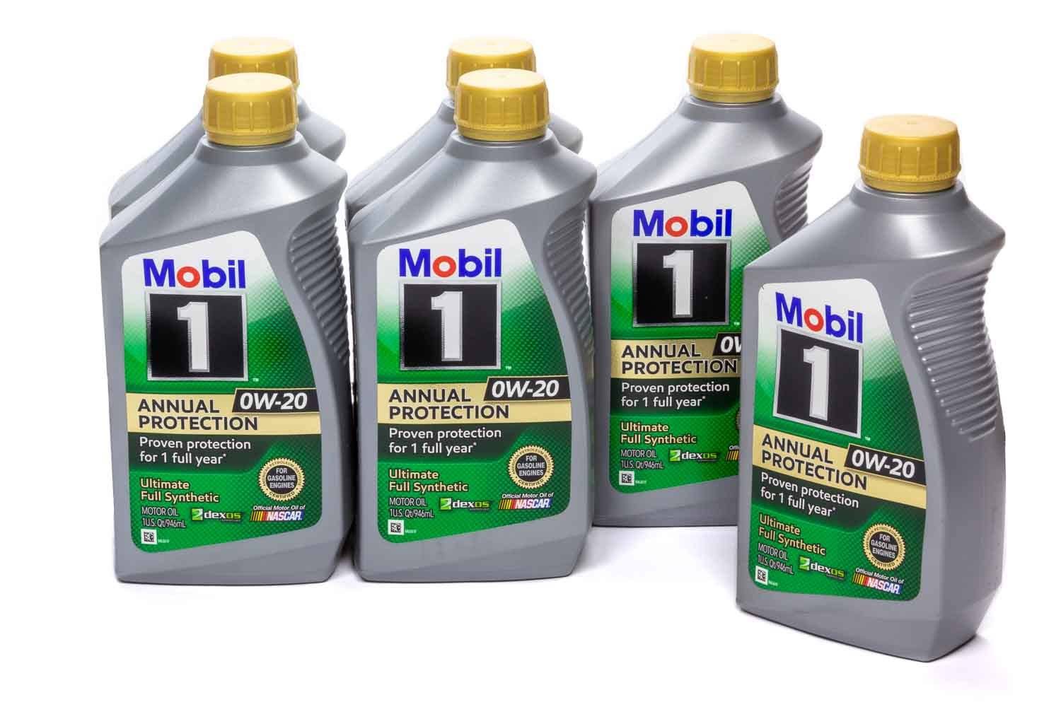 Mobil 1 122593 0W20 Synthetic Oil Case 6x1 qt Annual Protection