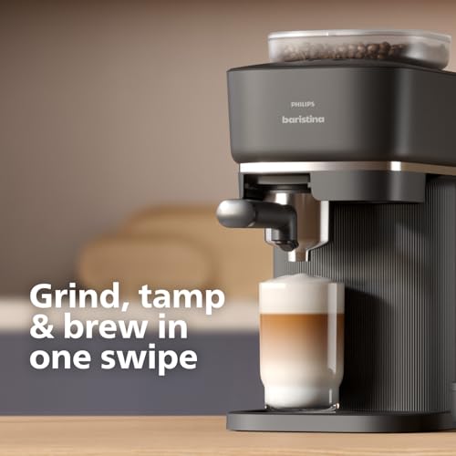 Philips Baristina Espresso Machine+Milk Frother Bundle. Real espresso. Compact coffee machine, portafilter, grinder