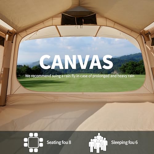 Inflatable Camping Tent, 2/4/6/8 Person Glamping Inflatable Tents for Camping