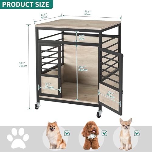 YITAHOME 39 Inch Dog Crate Furniture with Storage Shelves, Wooden Dog Crate for Large Dogs with Power Outlets