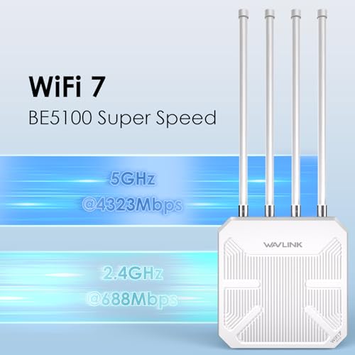 WAVLINK WiFi 7 BE5100 Outdoor WiFi Extender, Dual Band Long-Range Outdoor WiFi Repeater|Access Point|Mesh Router