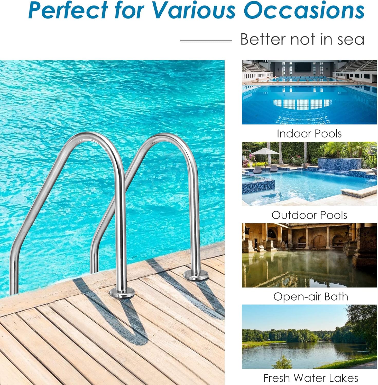 Goplus Swimming Pool Ladder, Inground 2-Step Non-Slip Ladder, Stainless Steel Ladder w/ 440 Weight Capacity