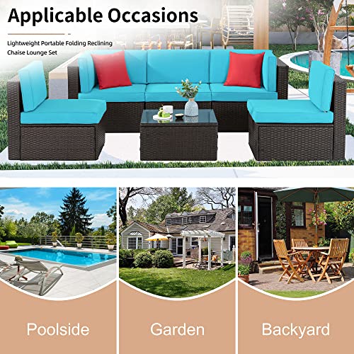 Shintenchi 6 Pieces Patio Furniture Sets Outdoor All-Weather Sectional Patio Sofa Set PE Rattan Manual Weaving Wicker Patio Conversation Set with