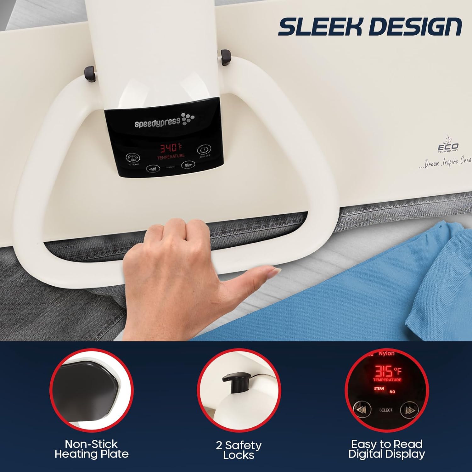 80HD Steam Press For Clothes- Professional Iron Press Machine- 32” XL Digital Heat Press With Multiple Steam Settings- Fast-Heating