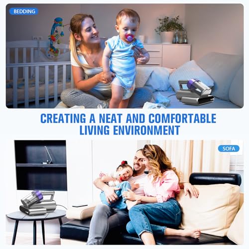 Mattress Vacuum Cleaner,Bed Vacuum Cleaner with UV-C Light,16Kpa,140°F Heat,Ultrasonic,Anion,Handheld Vacuums for Bed,Sofa,Couch,Crib(Corded, Multi)