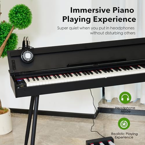 Digital Piano 88 Key Weighted Keyboard,Full-Size Desk Progressive Hammer-Action Electric Piano For Beginners, With Sheet Music Stand, Pedal