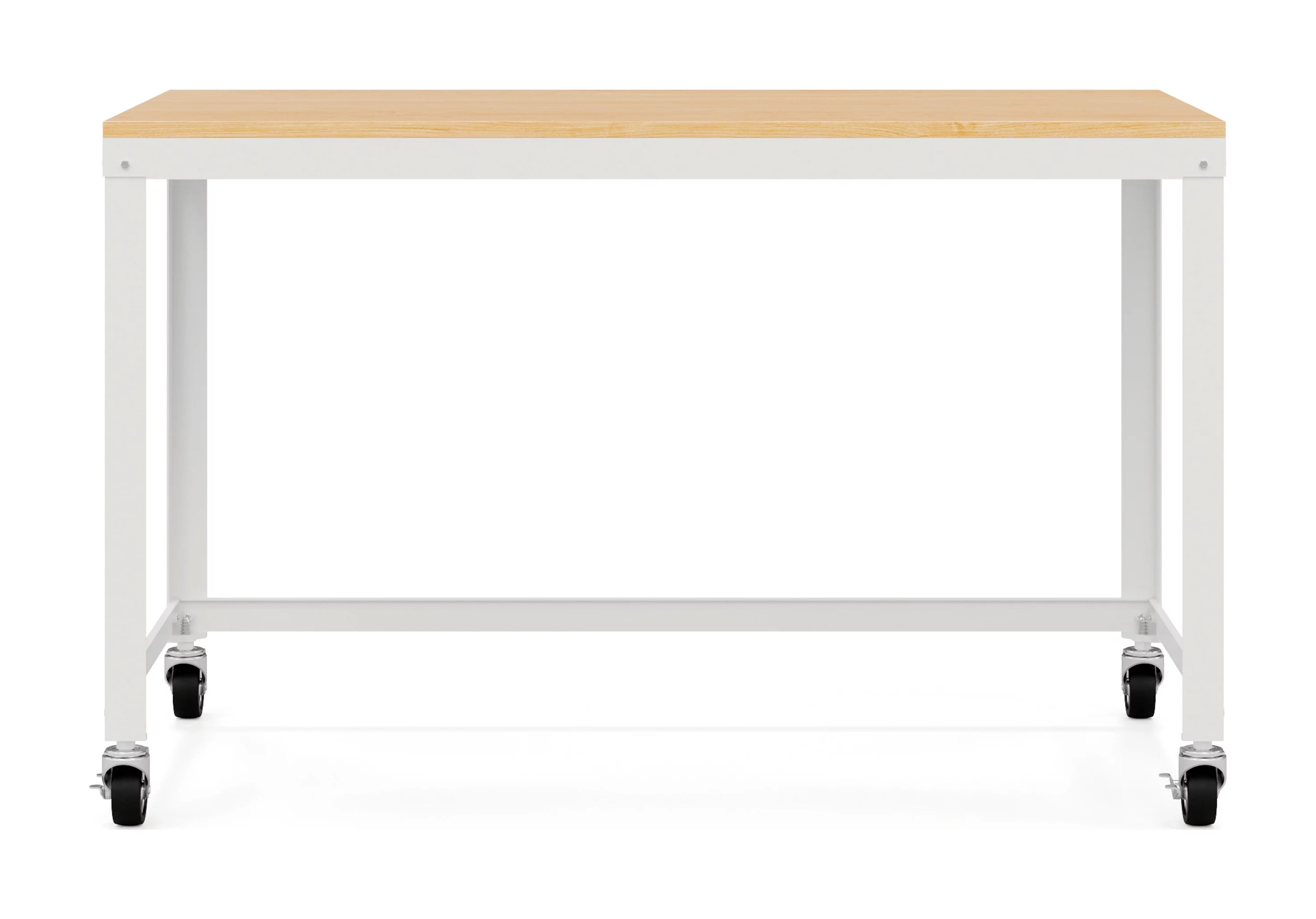 Space Solutions Ready-to-assemble 48-inch Wide Mobile Metal Desk with Laminate Top, White/Maple - Radiant Selections