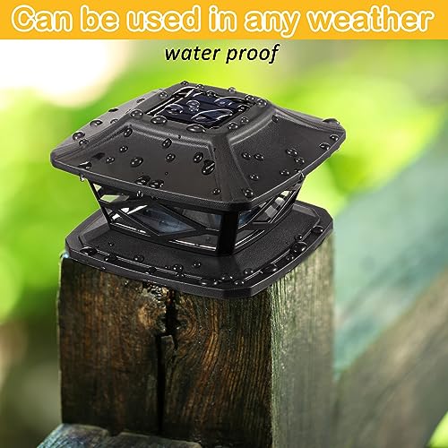 24 Packs Solar Post Cap Lights Outdoor Fence Post Lights Waterproof LED Solar Powered Deck Cap Lights for 4x4 5x5 6x6 Posts Fence Deck Patio Garden