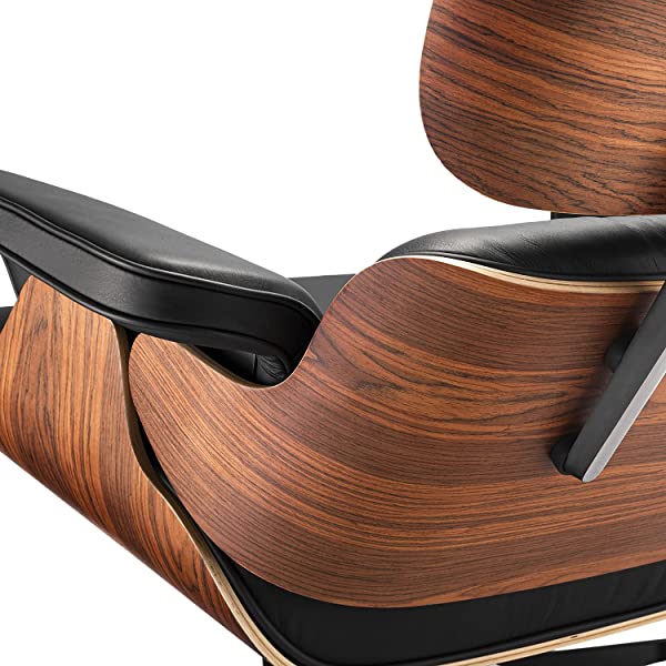 Mid Century Lounge Chair and Ottoman, Modern Chair Classic Design, Top Grain Leather Palisander Wood, Heavy Duty Base Support for Living Room, Study