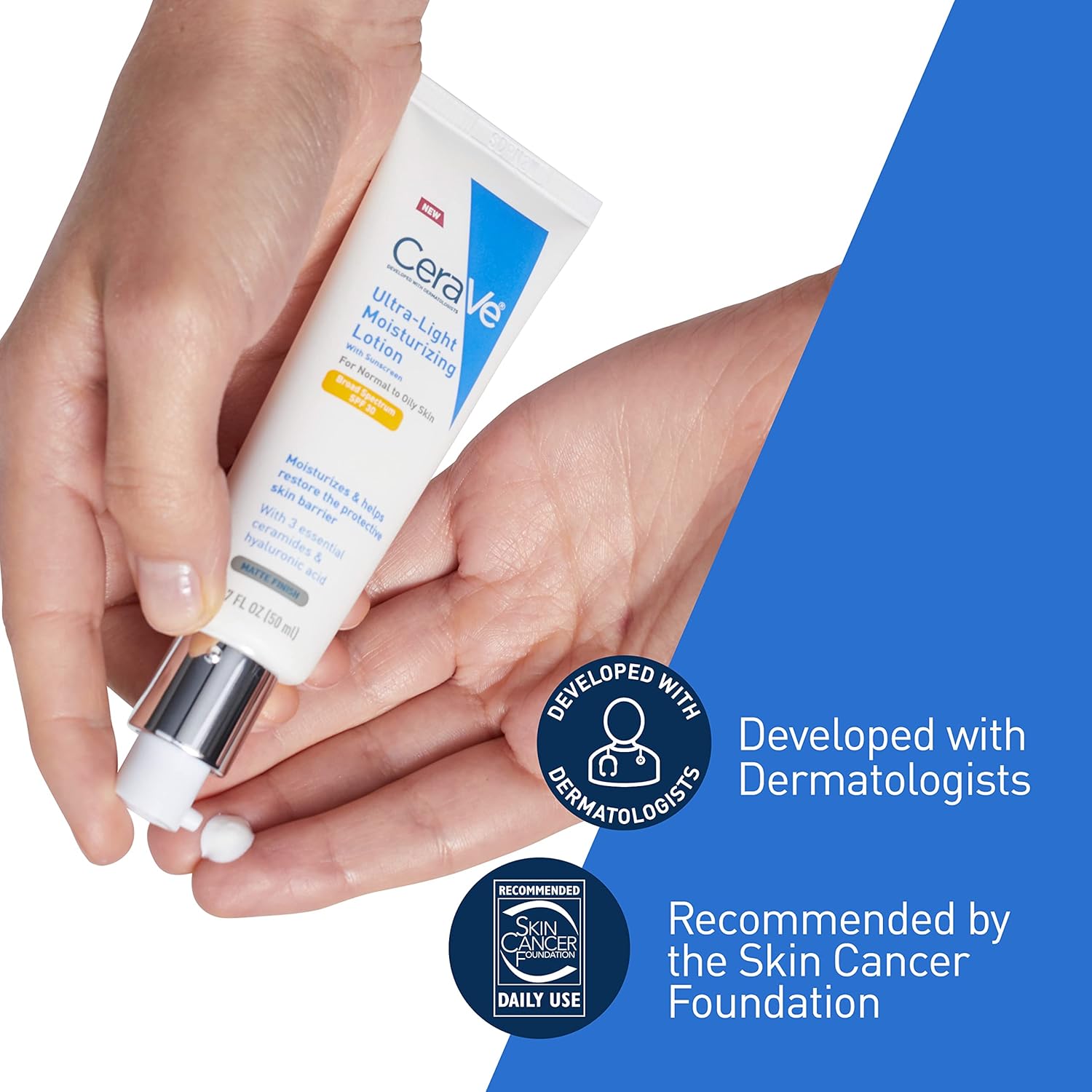 CeraVe Ultra-Light Moisturizing Lotion With SPF 30| Daily Face Moisturizer with SPF | Formulated with Hyaluronic Acid & Ceramides | Broad Spectrum