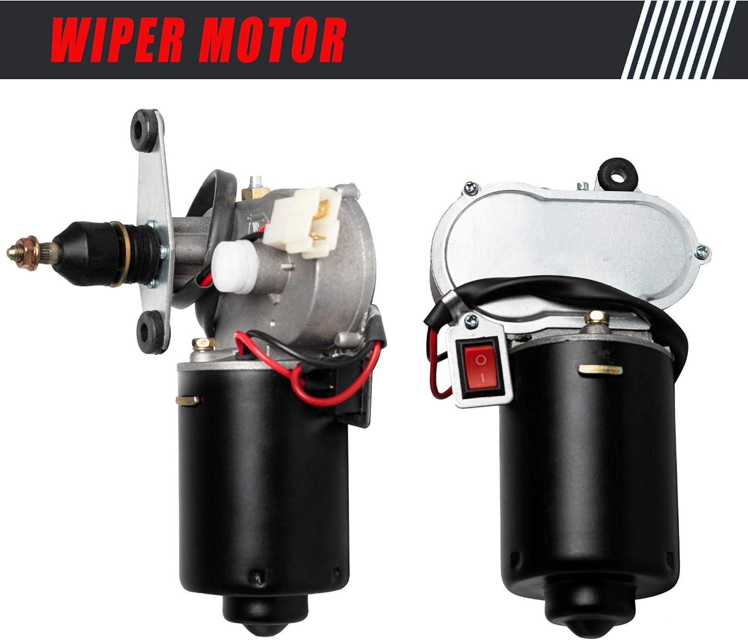 Electric UTV Windshield Wiper Kit with12V Electric Motor, Washer Pump, Wiper Compatible with Polaris RZR 900 1000, Can Am, etc