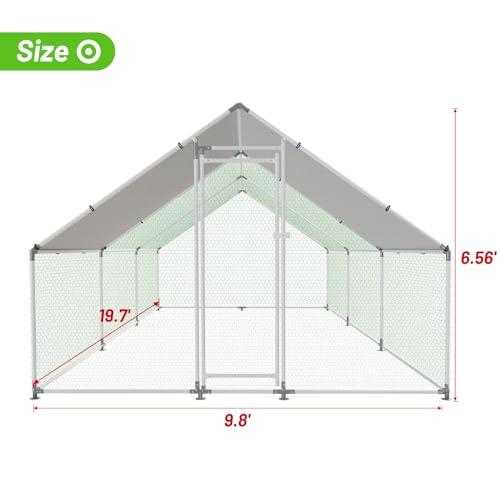 Large Metal Chicken Coop Walk-in Poultry Cage with Water-Resident and Anti-UV Cover Duck Rabbit Cat House Outdoor Chicken Run Pen with Spire Shaped