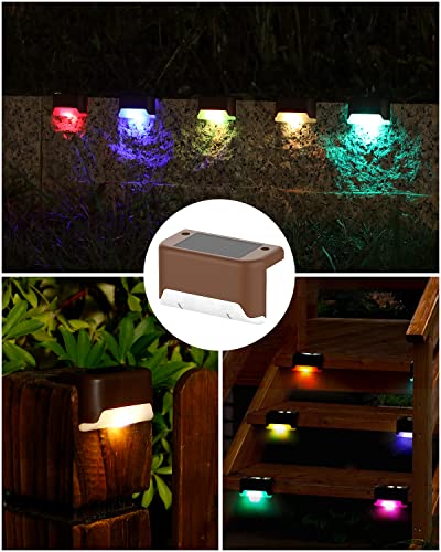 Solar Deck Lights Outdoor 8 Pack,Solar Lights Outdoor for Patio Brown Solar Step Lights LED Waterproof Lighting for Fence, Stair, Deck,Patio