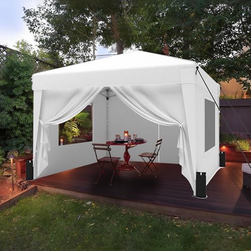 SANWAY 10x10 Pop Up Canopy Tent with Sidewalls x 4 &ndash; Easy Setup Canopy Tent, Waterproof, UV-Resistant