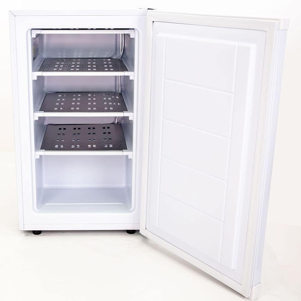 Avanti VF306 Compact Upright Freezer with 3 Metal Shelves, Adjustable Temperature Control, Flush-Back Design Perfect for Homes, Garages, Basements