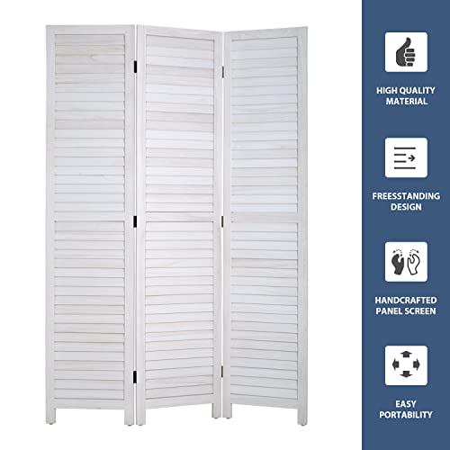 Room Divider 6 Panel Wood Privacy Screen Folding Partition Wall Room Dividers Freestanding White 5.57 FT Tall Divider for Room Separation