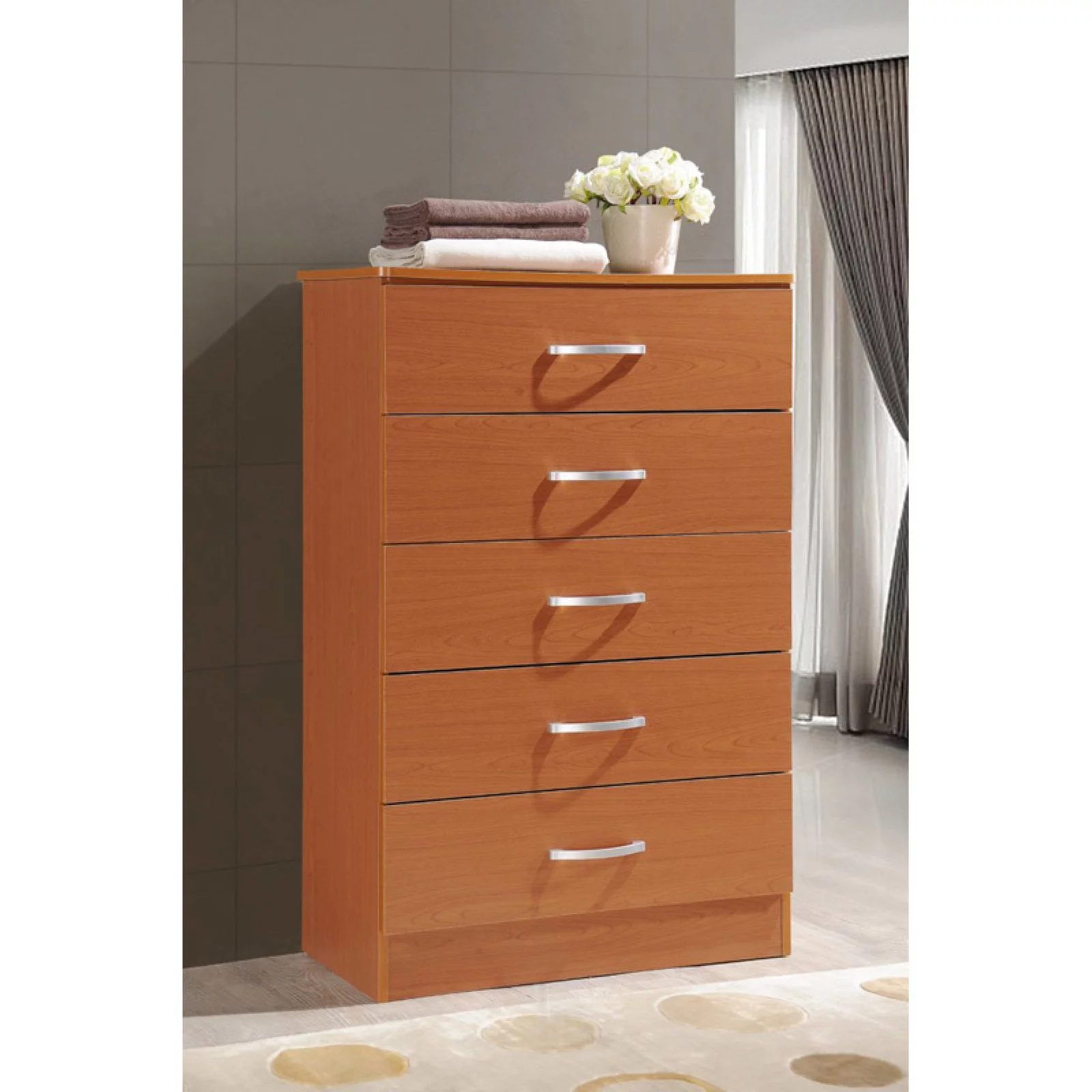 Hodedah 5-Drawer Chest in Cherry