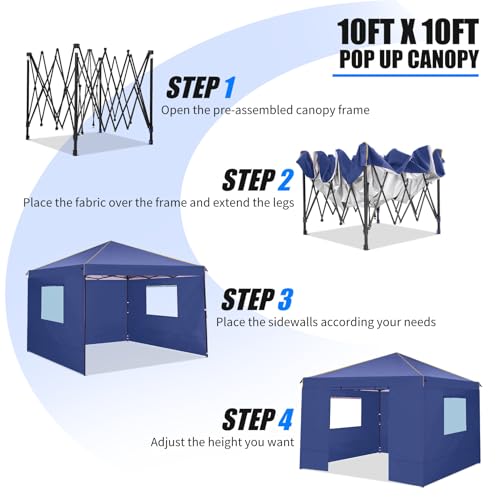 10x10 Pop Up Canopy Tent with 4 Sidewalls and Mesh Windows 2.0