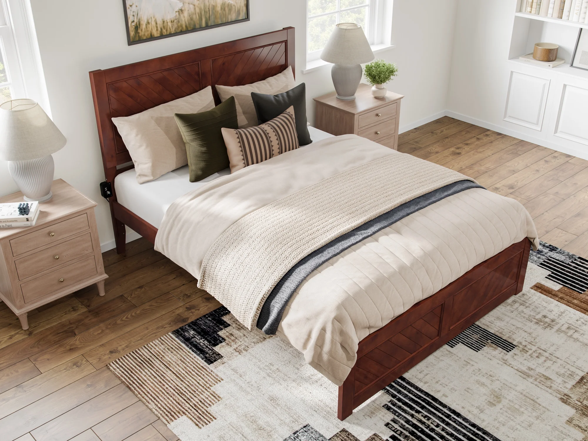 AFI Canyon Walnut Solid Wood Platform Bed with Matching Footboard, Queen