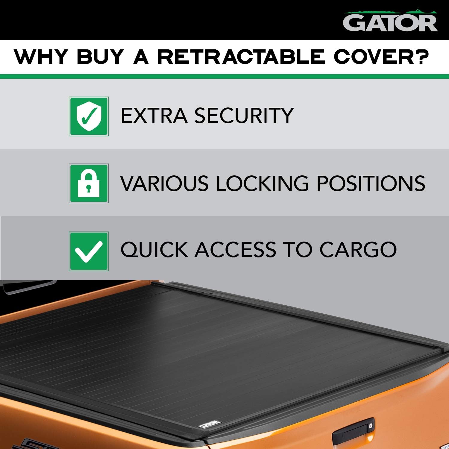 Gator Recoil Retractable Truck Bed Tonneau Cover | G30462 | Fits 2014 - 2018, 2019 Ltd/Lgcy Chevy/GMC Silverado/Sierra 1500 6' 7" Bed (78.9")