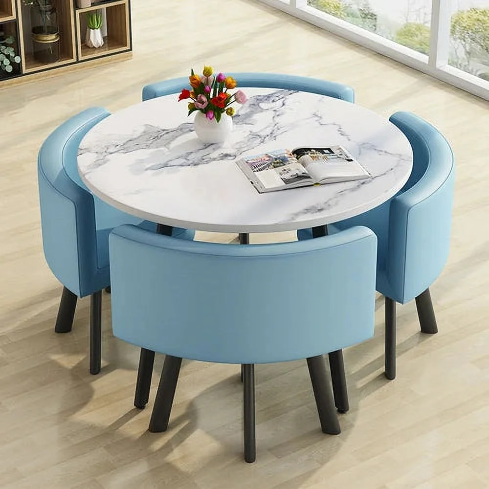 Dining Table Set 4 Chairs Office Reception Seat Suits Negotiation Table Casual Visitor Round Table Visitor Office Desk Chair Set