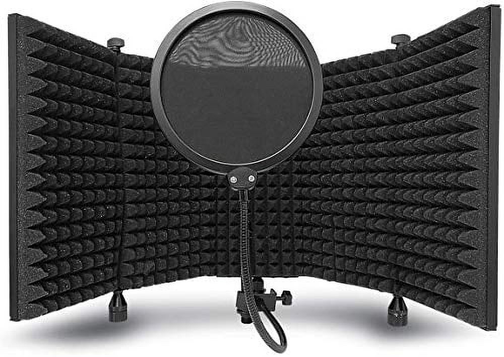 AxcessAbles SF-101VB 32.5" Wx13 H (422sq inch) Half Dome Vented Recording/Podcast Isolation Shield with Desktop Standing Knobs and Microphone Windpop