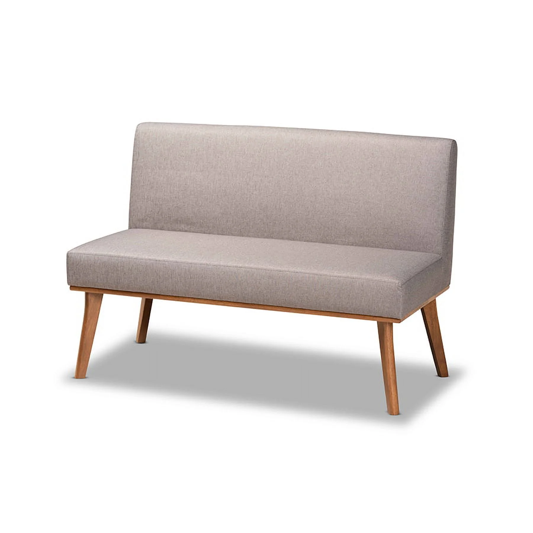 Baxton Studio Odessa Mid-Century Modern Grey Fabric Upholstered and Walnut Brown Finished Wood 3-Piece Dining Nook Set