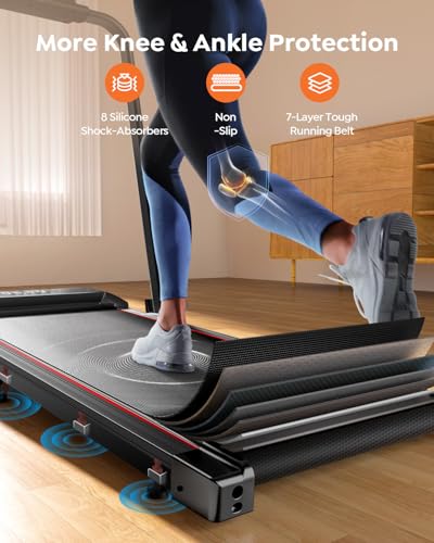 Walking Pad Treadmill with Incline, 2 in 1 Foldable Treadmills for Home Small Office, 300lbs Portable Compact Under Desk Treadmill with App