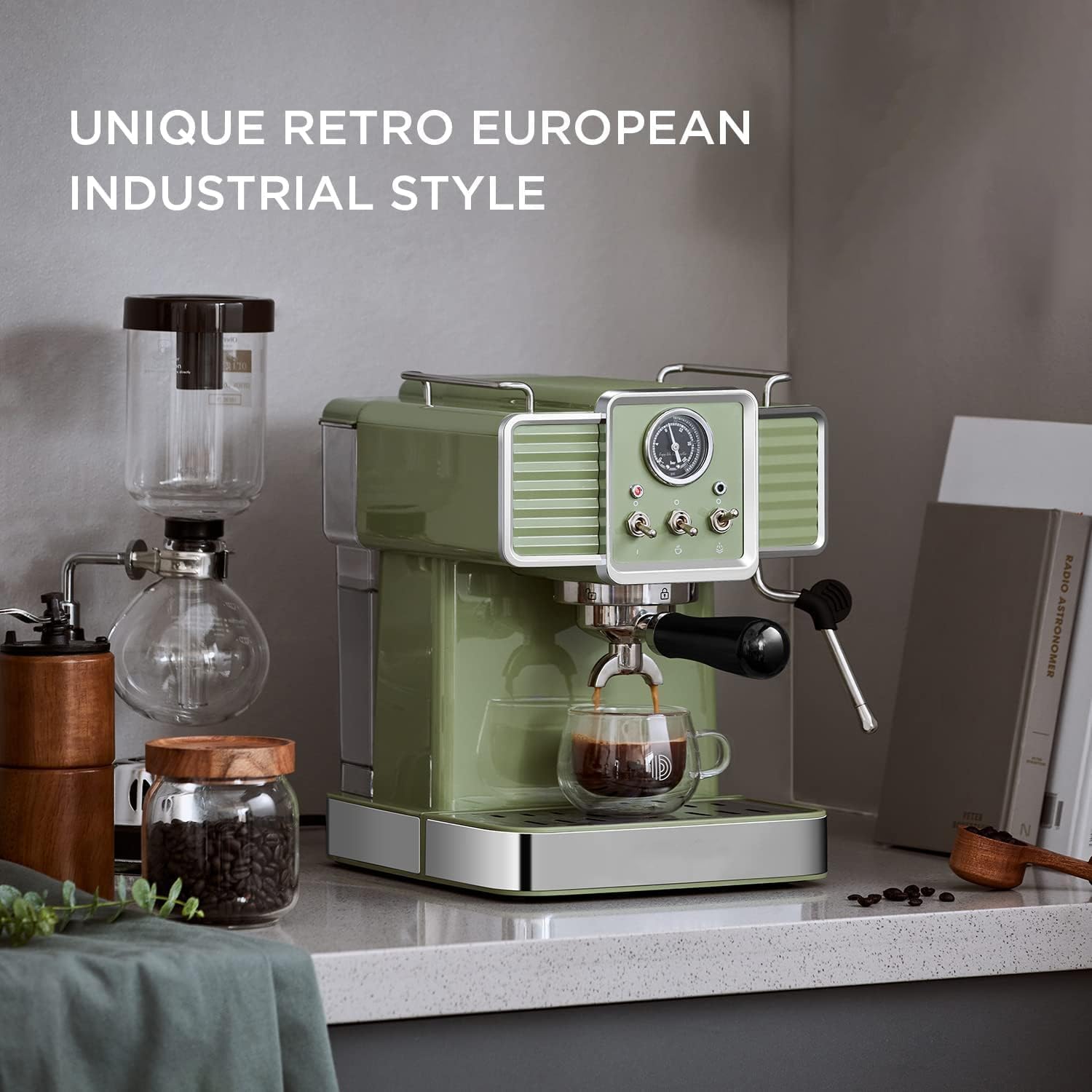 Simple Deluxe 15 Bar Espresso Coffee Machine with Milk Frother Steam Wand, 1350W Professional Coffee Maker, 54 Oz Removable Water Tank Espresso Maker