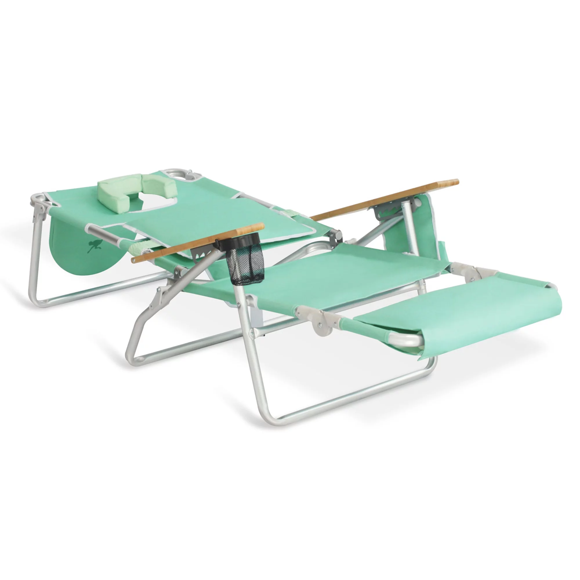 Ostrich Deluxe Padded 3-N-1 Outdoor Folding Beach Chair, Teal (2 Pack)
