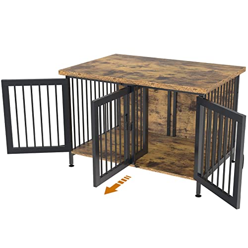 GDLF Double Dog Crate with Divider for 2 Small or 1 Dog, Furniture Style Kennel Indoor Cage with Removable Panel (Int.dims:36.2”Wx24.5”Dx21”H), Black