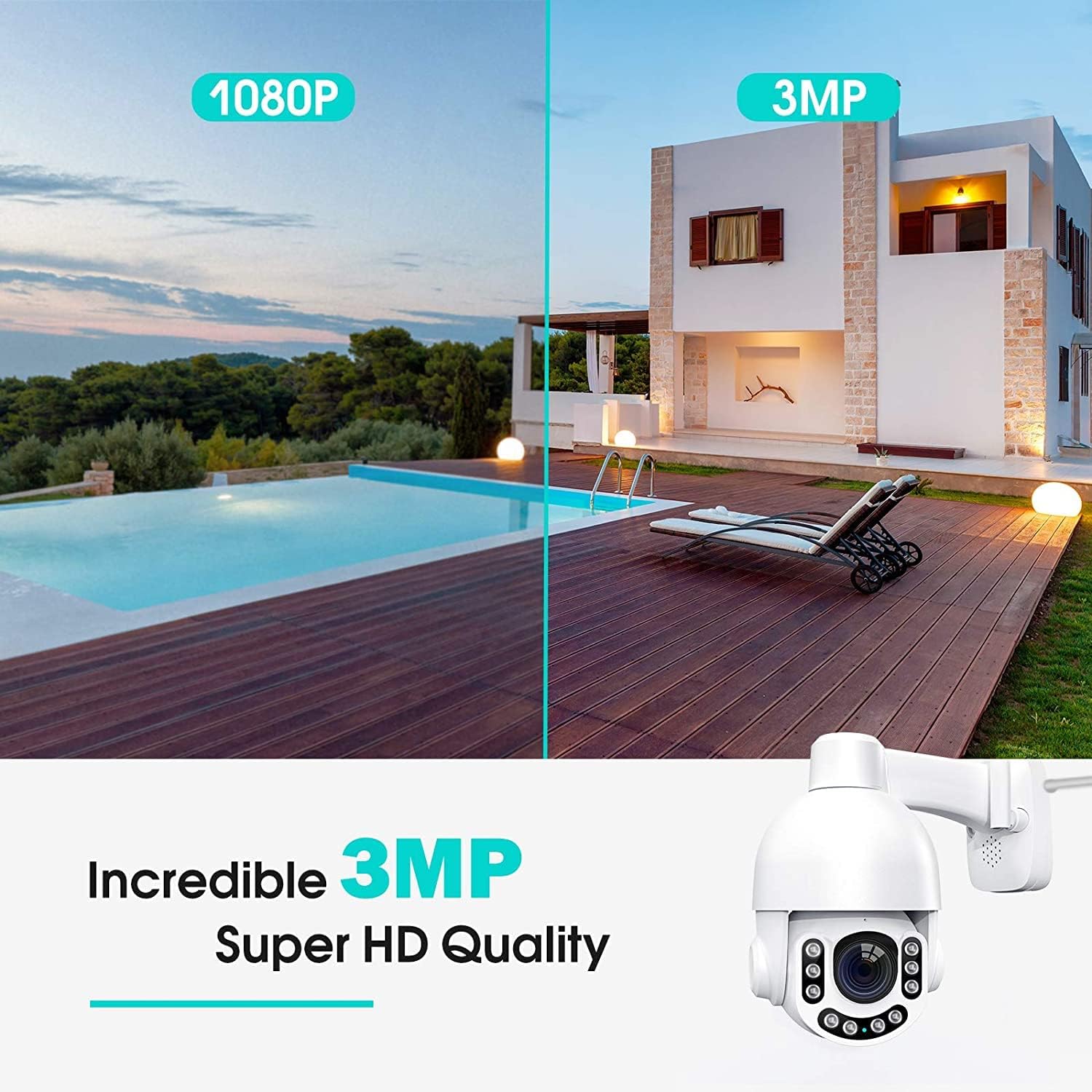 Security Camera Outdoor, Netvue Sentry pro 2k 3MP IP Camera, Pan/Tilt/8X Digital Zoom, 2.4G Wi-Fi Wireless Camera 2-Way Audio, Clear Night Vision