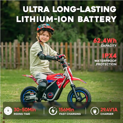 AIII Electric Dirt Bike for Kids 3-7, High Performance Racing Grade Motorcycle, Up to 8MPH, 2 Speed Settings, 12-Inch Off-Road Tires