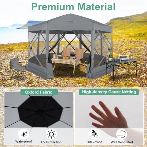 COBIZI 12x12ft Pop up Gazebo Screen Tent Screen House for Camping, Camping Outdoor Screened Gazebo, Canopy Tent