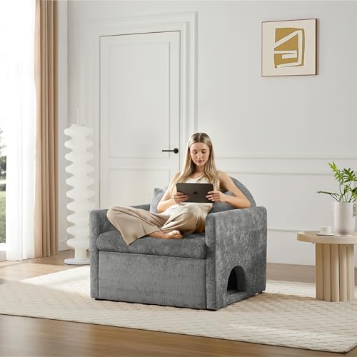 360 Swivel Accent Barrel Chair with Storage Ottoman & Headrest