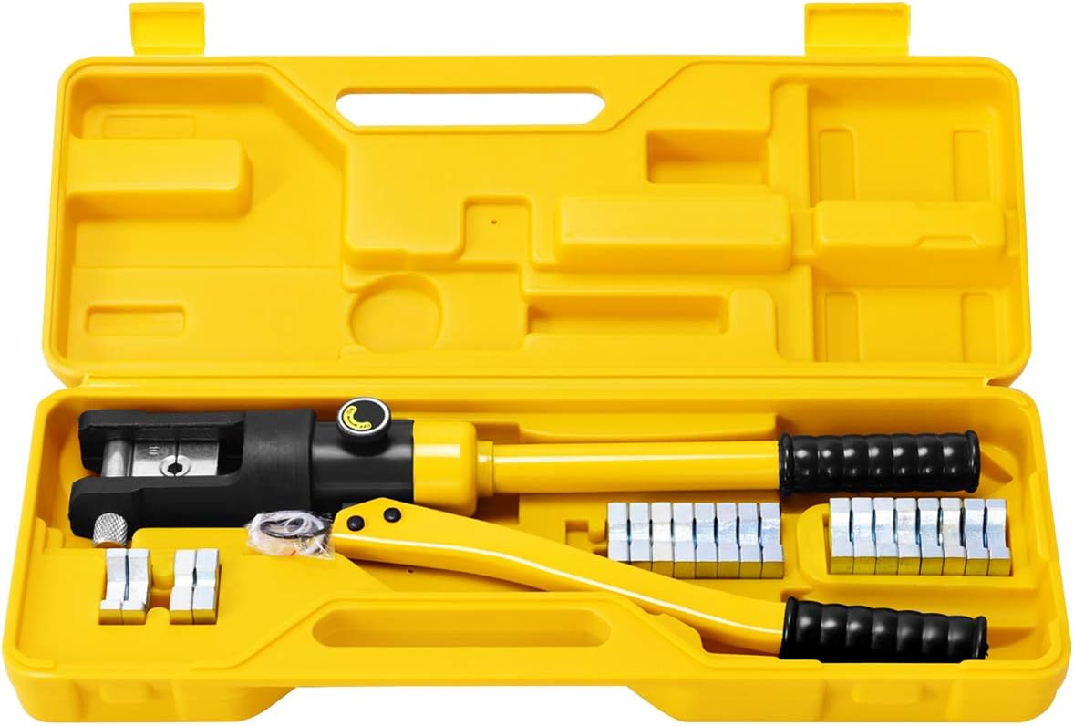 Goplus 16 Ton Hydraulic Wire Crimper Battery Cable Lug Terminal Crimping Tool w/ 11 Dies Pack of 2