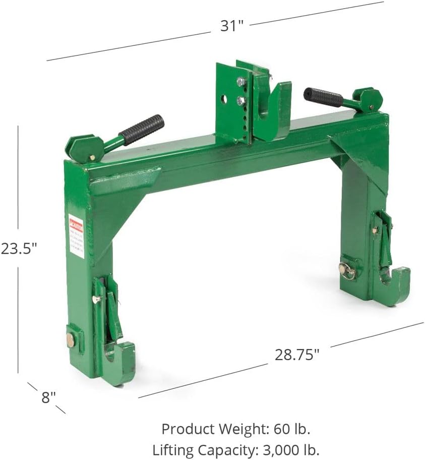 Titan Attachments Quick Hitch Cat 1 and Cat 2, 3 Point Green Steel