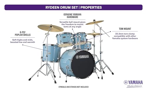 Yamaha Rydeen 5pc Shell Pack with 22" Bass Drum, Mellow Yellow