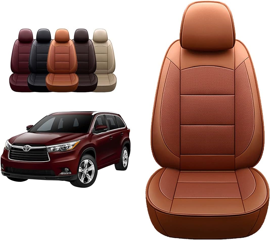 OASIS AUTO 2014-2019 Highlander Custom Fit PU Leather Seat Cover Compatible with 2014 2015 2016 2017 2018 2019 Highlander (40/60 Bench 2nd Row, Black)