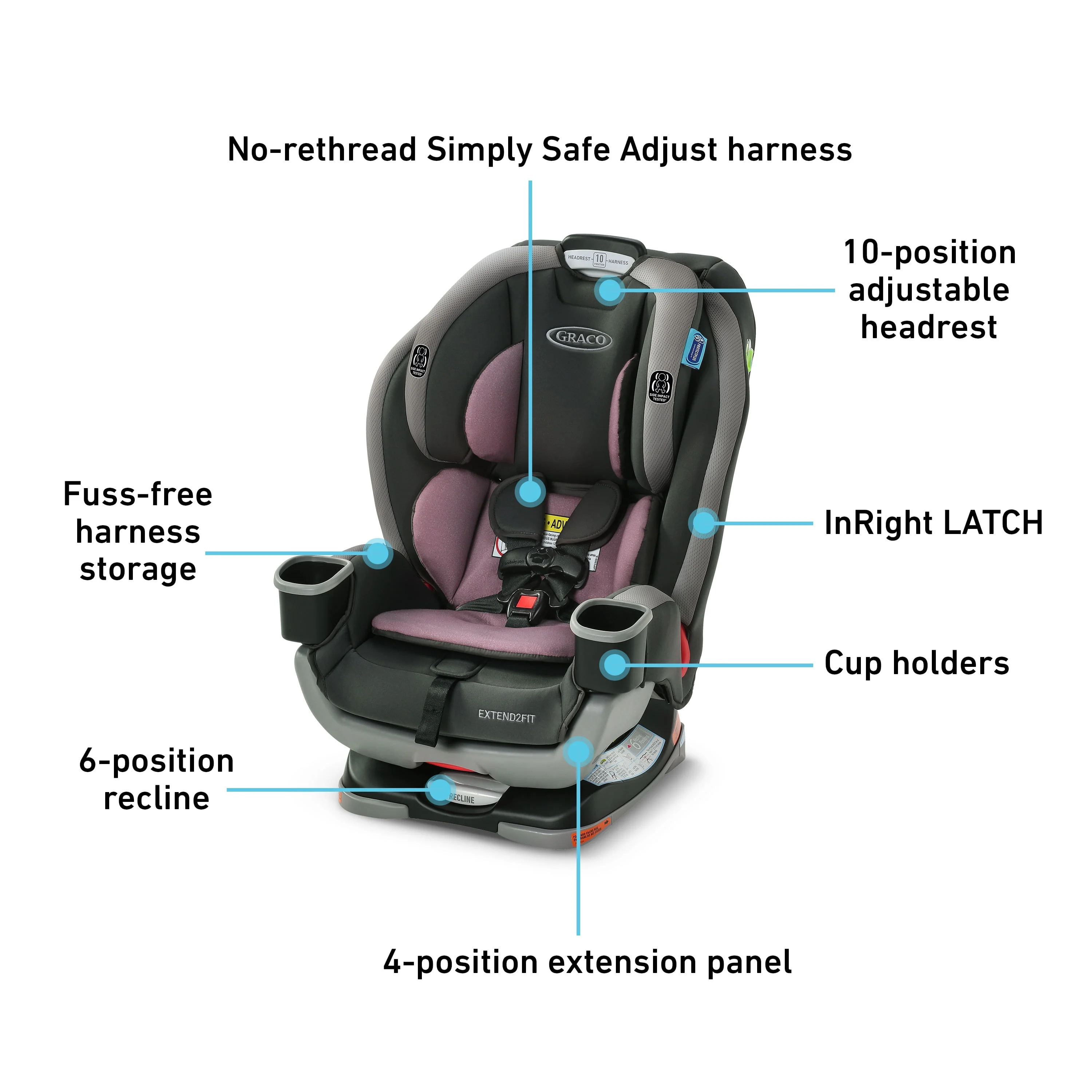 Graco Extend2Fit 3-in-1 Convertible Car Seat, Norah